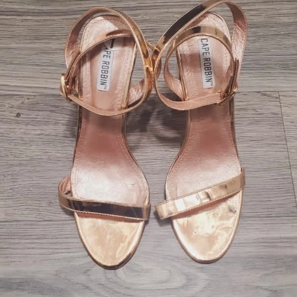 Women RoseGold Chunky Sandal Heels 🌴